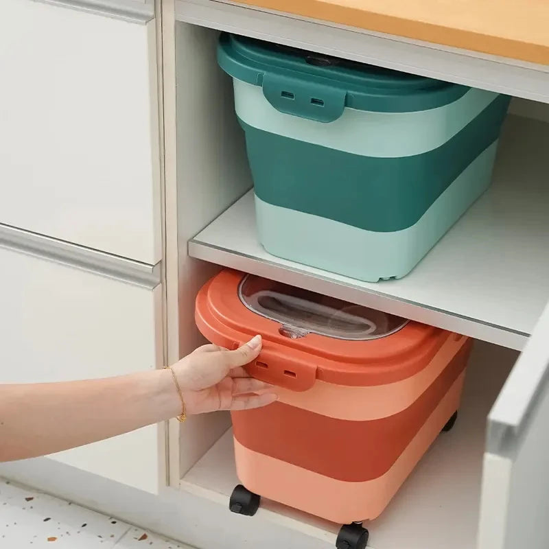 Folding Pet Food Storage Container – Airtight with Wheels