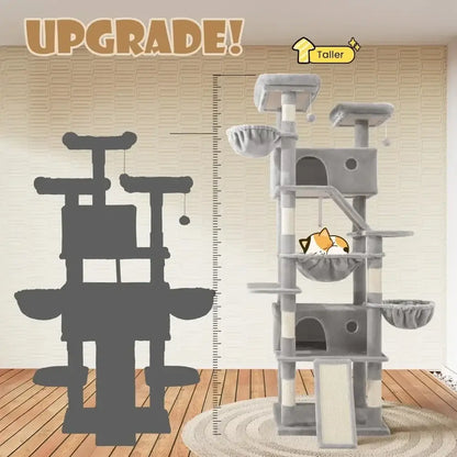 81” Multi-Level Cat Tower with Hammock and Perches