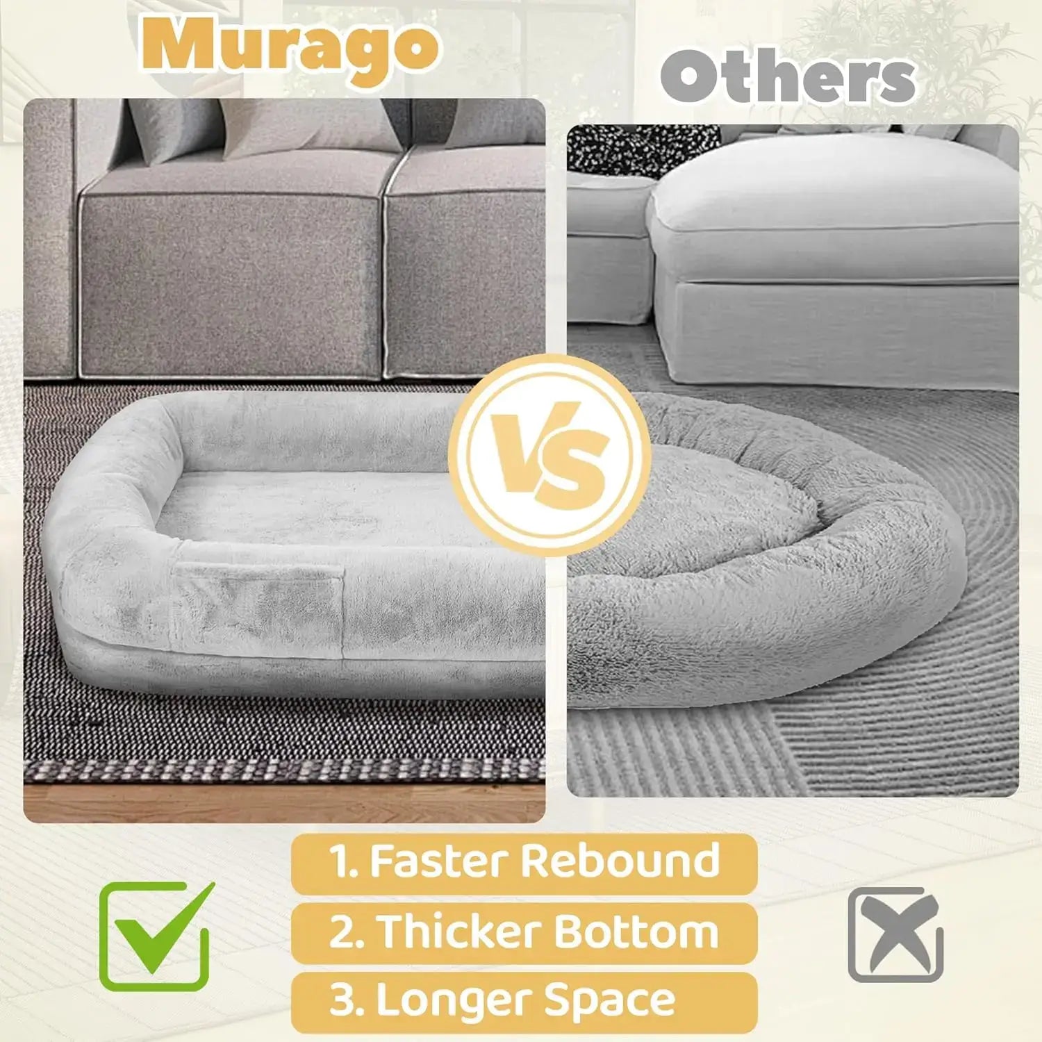 Human Dog Bed - Oversized, Orthopedic &amp; Washable