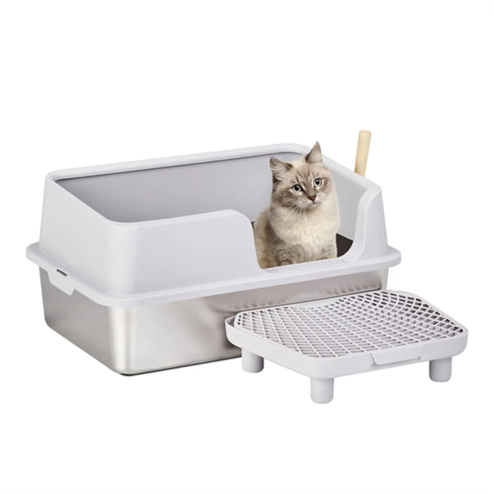 XL Stainless Steel Litter Box – High Sides &amp; Lid