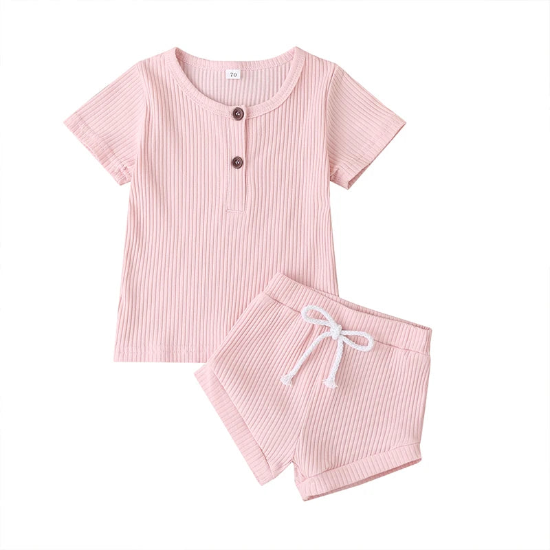 Baby Knitwear Set – Summer Tee &amp; Shorts for Toddlers