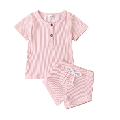 Baby Knitwear Set – Summer Tee &amp; Shorts for Toddlers