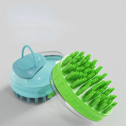 Dog Bath Brush – Silicone Grooming with Soap Dispenser