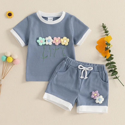 Toddler Girl Floral Set – Summer Top &amp; Shorts
