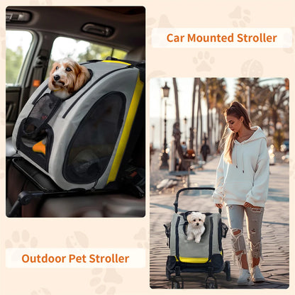2-in-1 Foldable Pet Stroller – Dogs and Cats