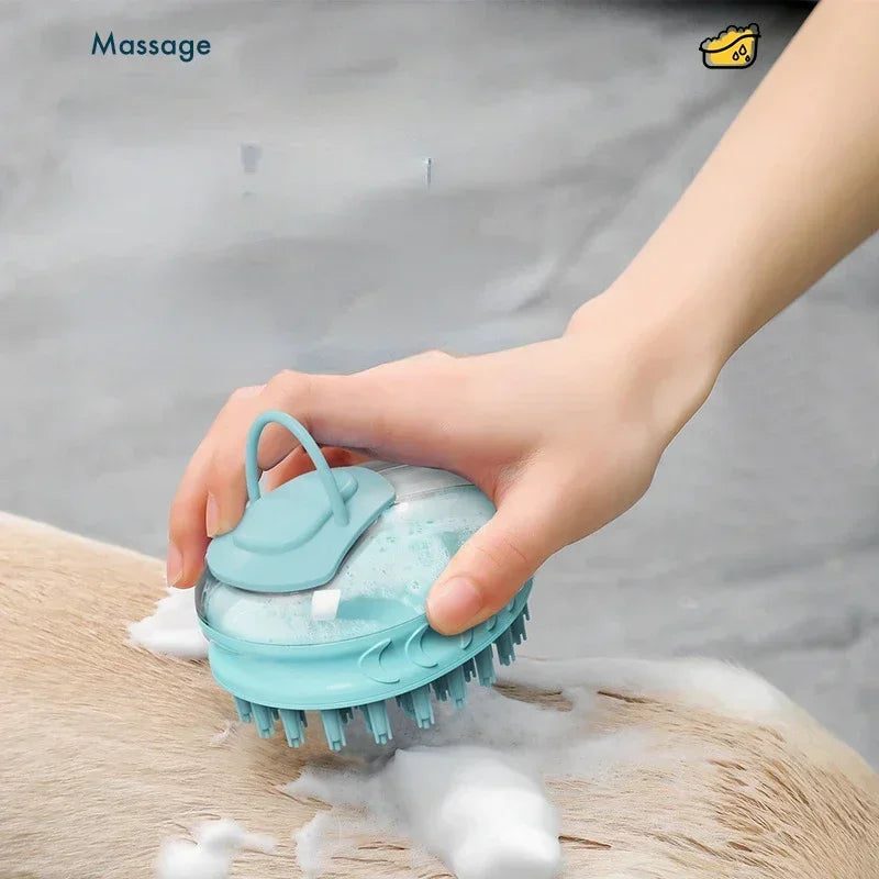Dog Bath Brush – Silicone Grooming with Soap Dispenser