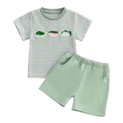 Baby Boy Summer Set – Animal Tee &amp; Plaid Shorts