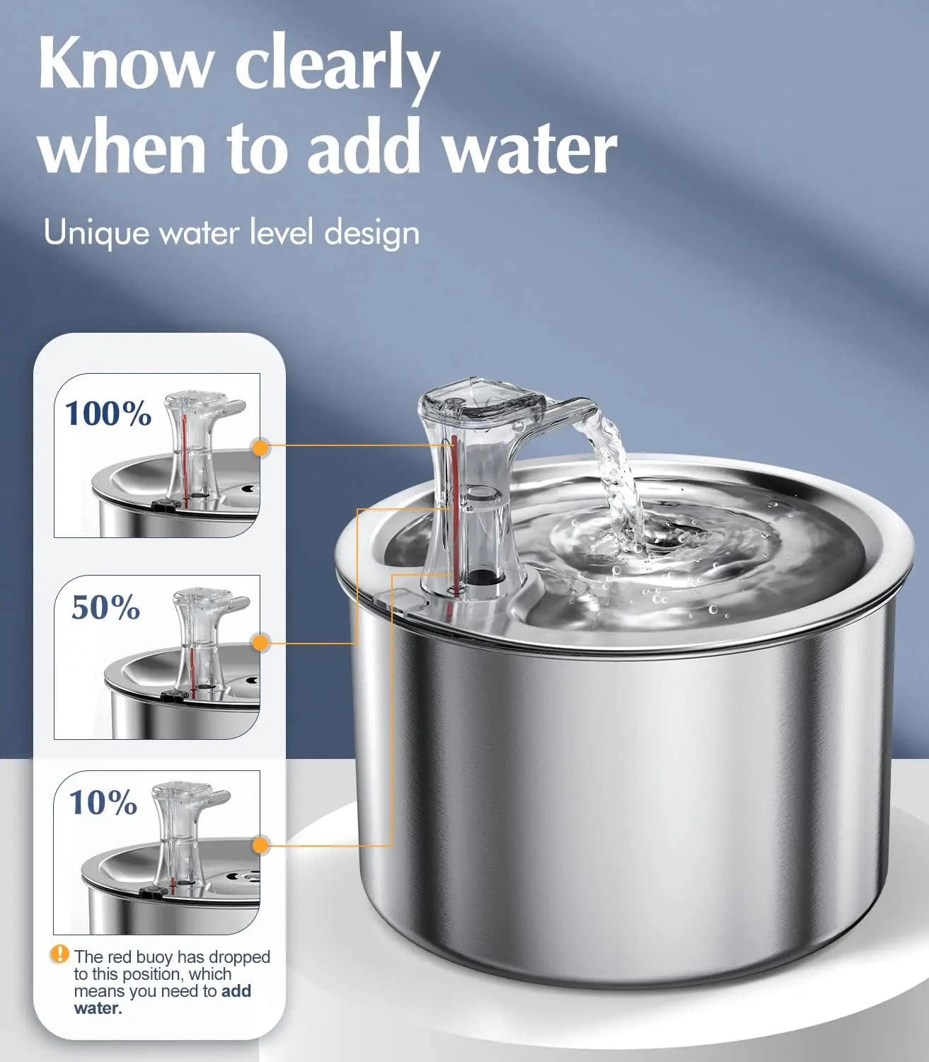 2L Stainless Steel Water Fountain – Sensor and Heater