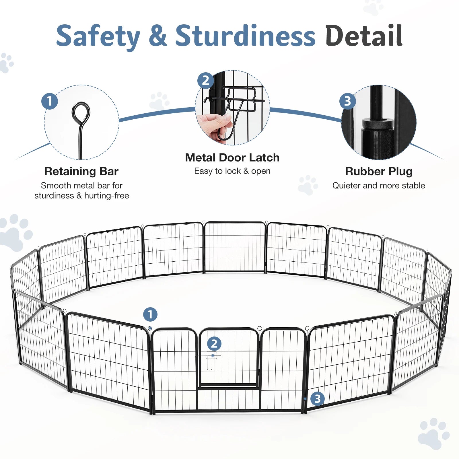JHK 16-Panel Dog Playpen – Indoor &amp; Outdoor Use