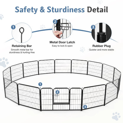 JHK 16-Panel Dog Playpen – Indoor &amp; Outdoor Use
