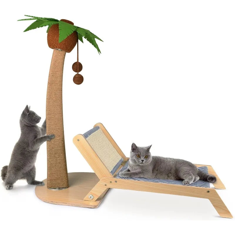 Palm-Shaped Scratching Post with Bed – For Indoor Cats