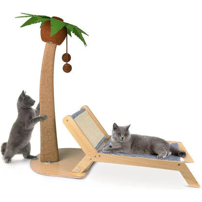 Palm-Shaped Scratching Post with Bed – For Indoor Cats