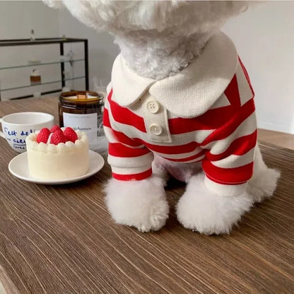 Striped Dog Polo Shirt – Soft Summer Outfit for Puppies