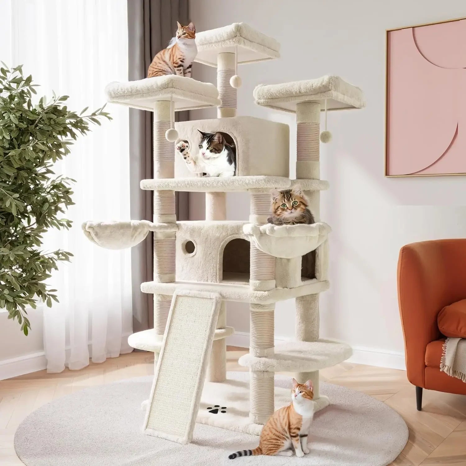 Significant 68” Cat Tree – Multiple Levels