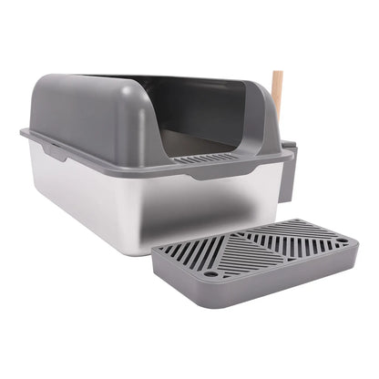 Large Semi-Open Cat Litter Box – Stainless Steel Inside