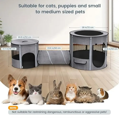3-in-1 Foldable Pet Playpen – Tunnel &amp; Tent Combo