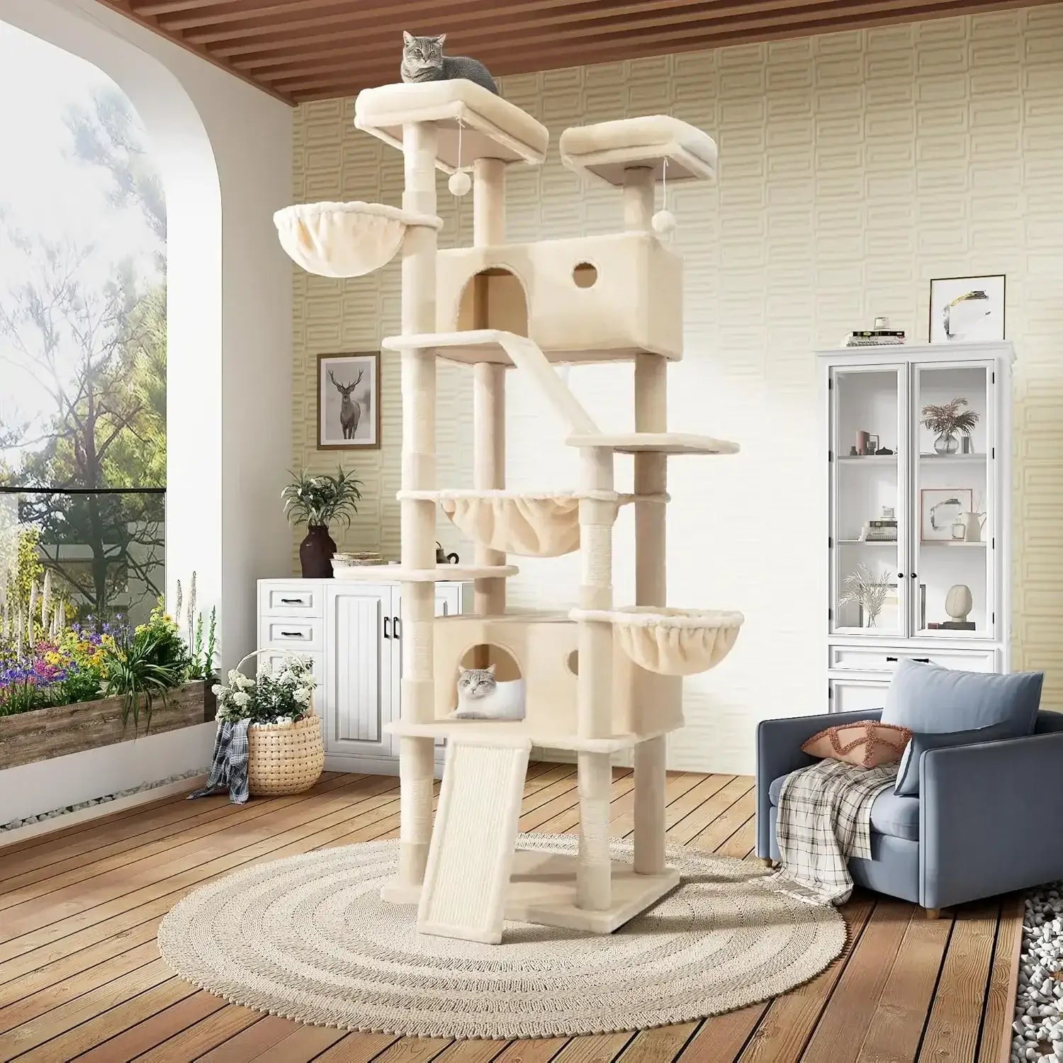 81” Multi-Level Cat Tower with Hammock and Perches