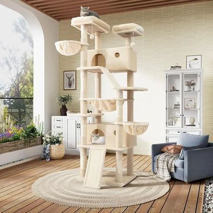 81” Multi-Level Cat Tower with Hammock and Perches