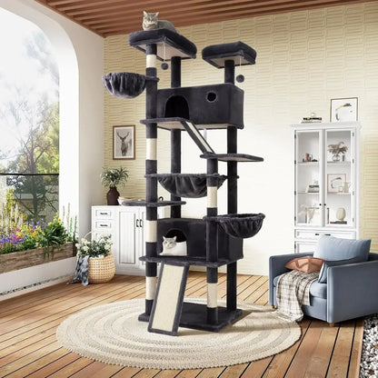 81” Multi-Level Cat Tower with Hammock and Perches