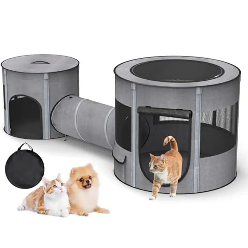 3-in-1 Foldable Pet Playpen – Tunnel &amp; Tent Combo