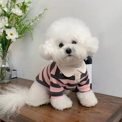 Striped Dog Polo Shirt – Soft Summer Outfit for Puppies