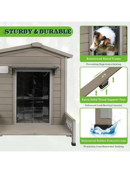 Weatherproof Dog House – Indoor/Outdoor w/ Iron Frame