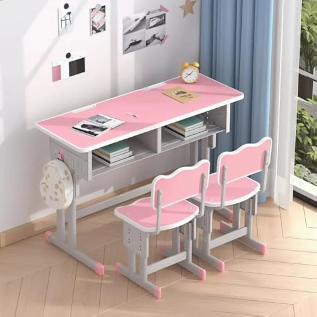 Kids Study Desk Set – Adjustable Table with Storage