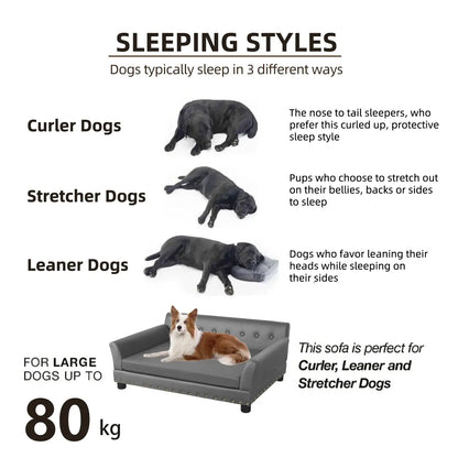 Luxury Raised Sofa for Dogs – Microfiber Leather and Cushion