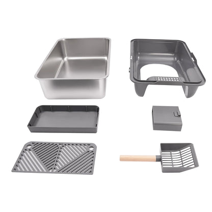 Large Semi-Open Cat Litter Box – Stainless Steel Inside