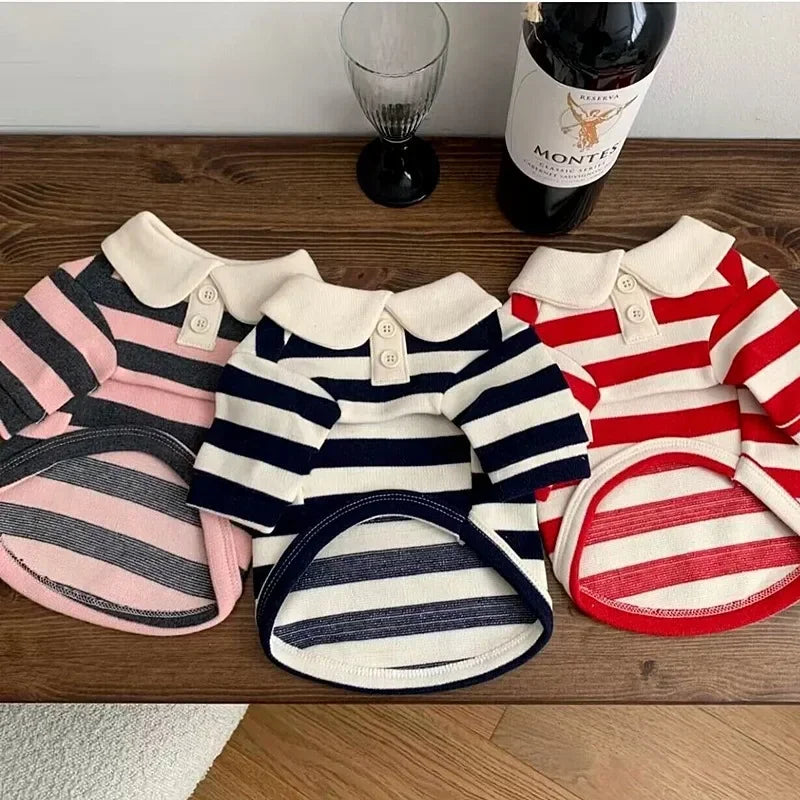 Striped Dog Polo Shirt – Soft Summer Outfit for Puppies