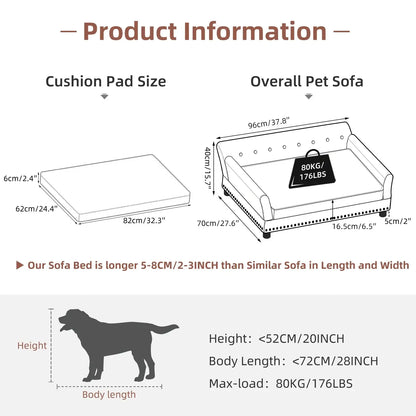 Luxury Raised Sofa for Dogs – Microfiber Leather and Cushion