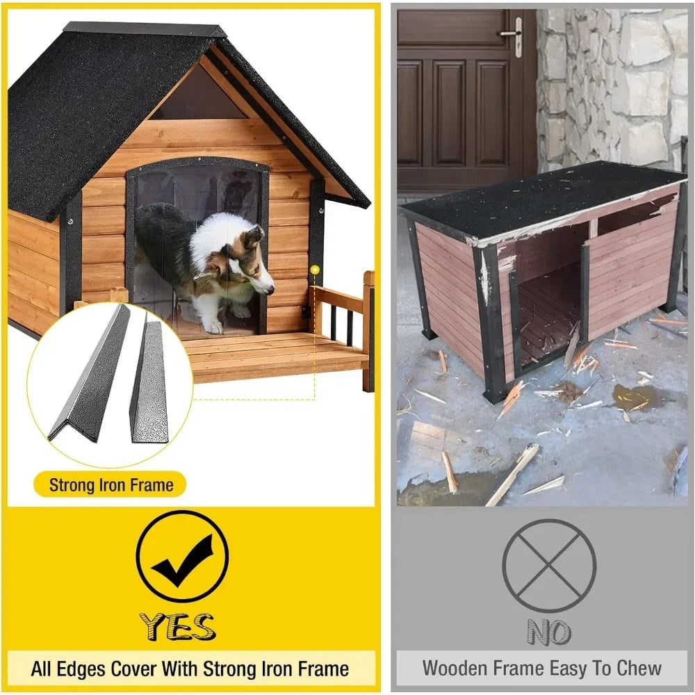 Waterproof Dog Kennel with Porch – Bite-Proof &amp; Elevated
