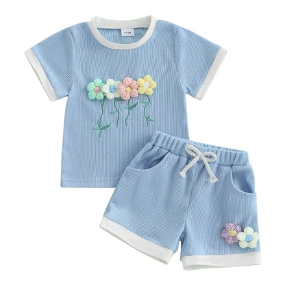 Toddler Girl Floral Set – Summer Top &amp; Shorts