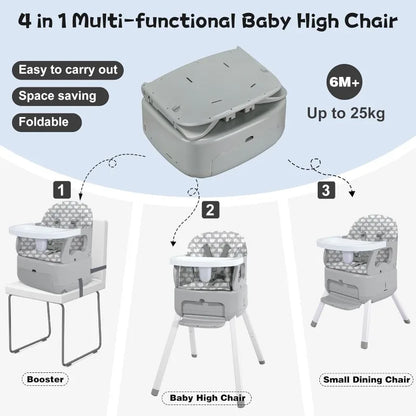 3-in-1 Portable High Chair – Baby &amp; Toddler, Foldable