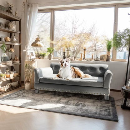 Luxury Raised Sofa for Dogs – Microfiber Leather and Cushion