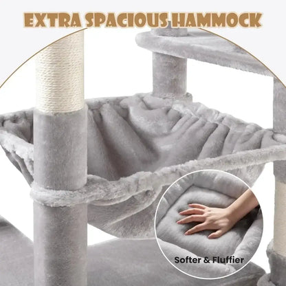 81” Multi-Level Cat Tower with Hammock and Perches