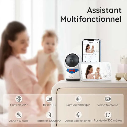 BOIFUN 5&quot; Baby Monitor – 1080P PTZ Camera &amp; Tracking