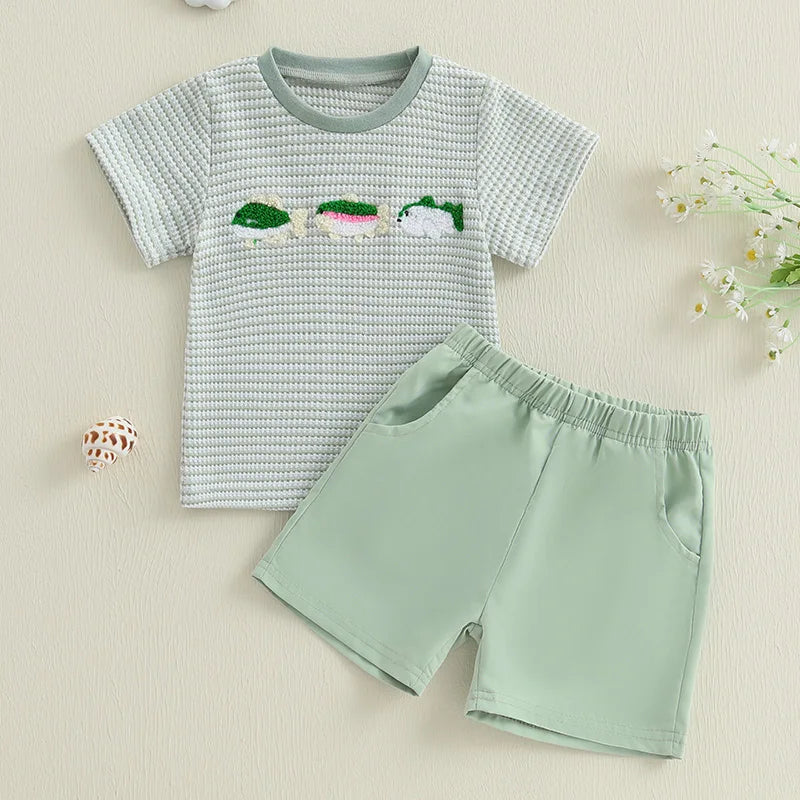 Baby Boy Summer Set – Animal Tee &amp; Plaid Shorts