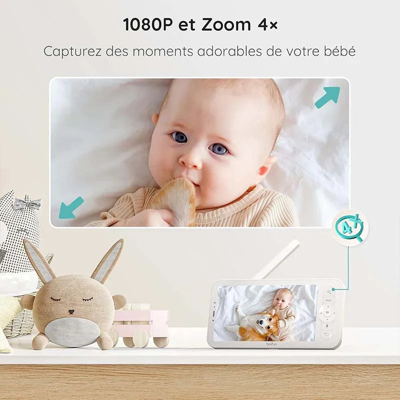BOIFUN 5&quot; Baby Monitor – 1080P PTZ Camera &amp; Tracking