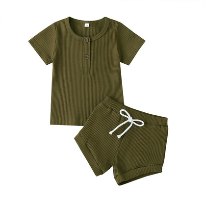 Baby Knitwear Set – Summer Tee &amp; Shorts for Toddlers