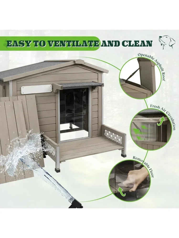 Weatherproof Dog House – Indoor/Outdoor w/ Iron Frame
