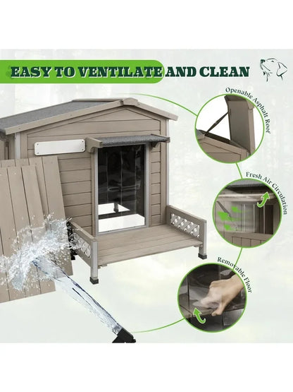 Weatherproof Dog House – Indoor/Outdoor w/ Iron Frame