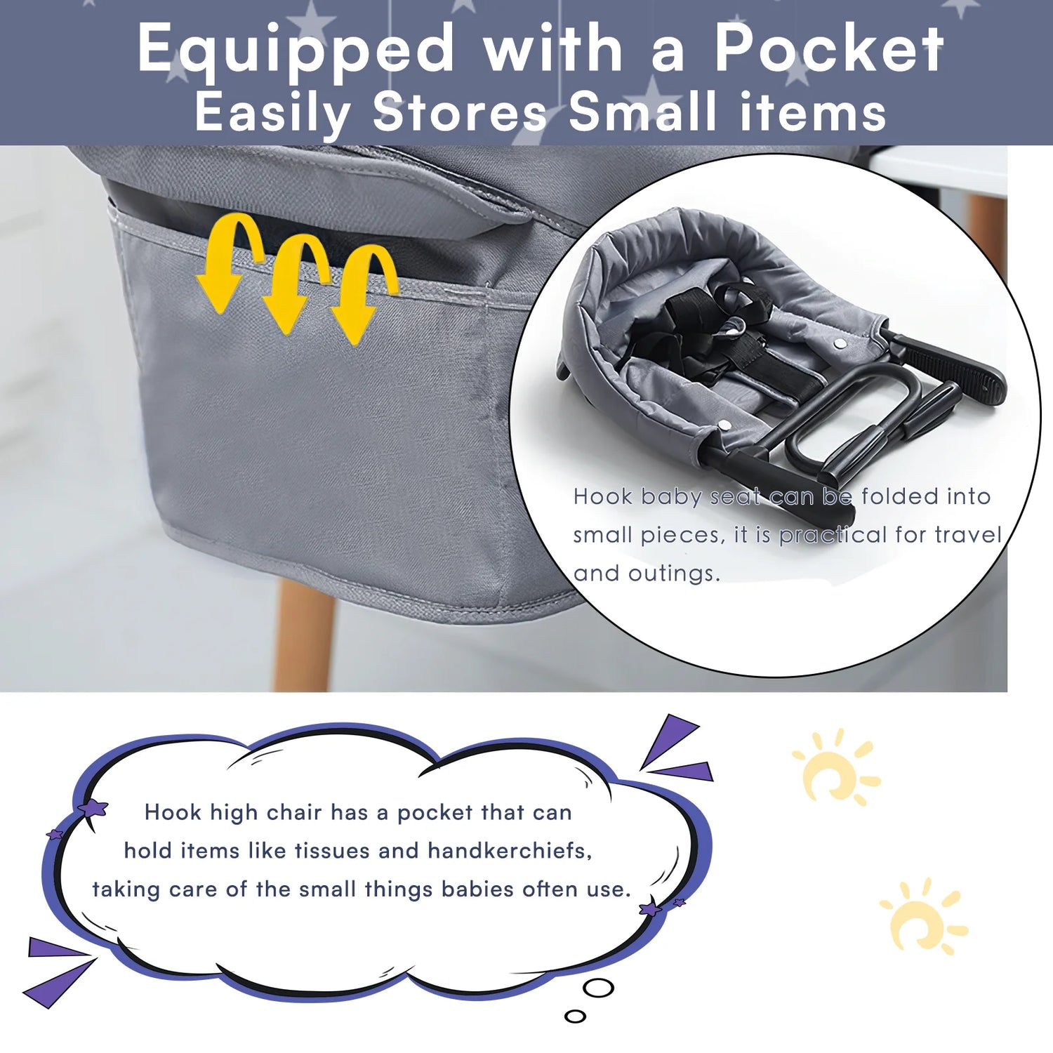 UBRAVOO Hook-On High Chair – Foldable &amp; Portable
