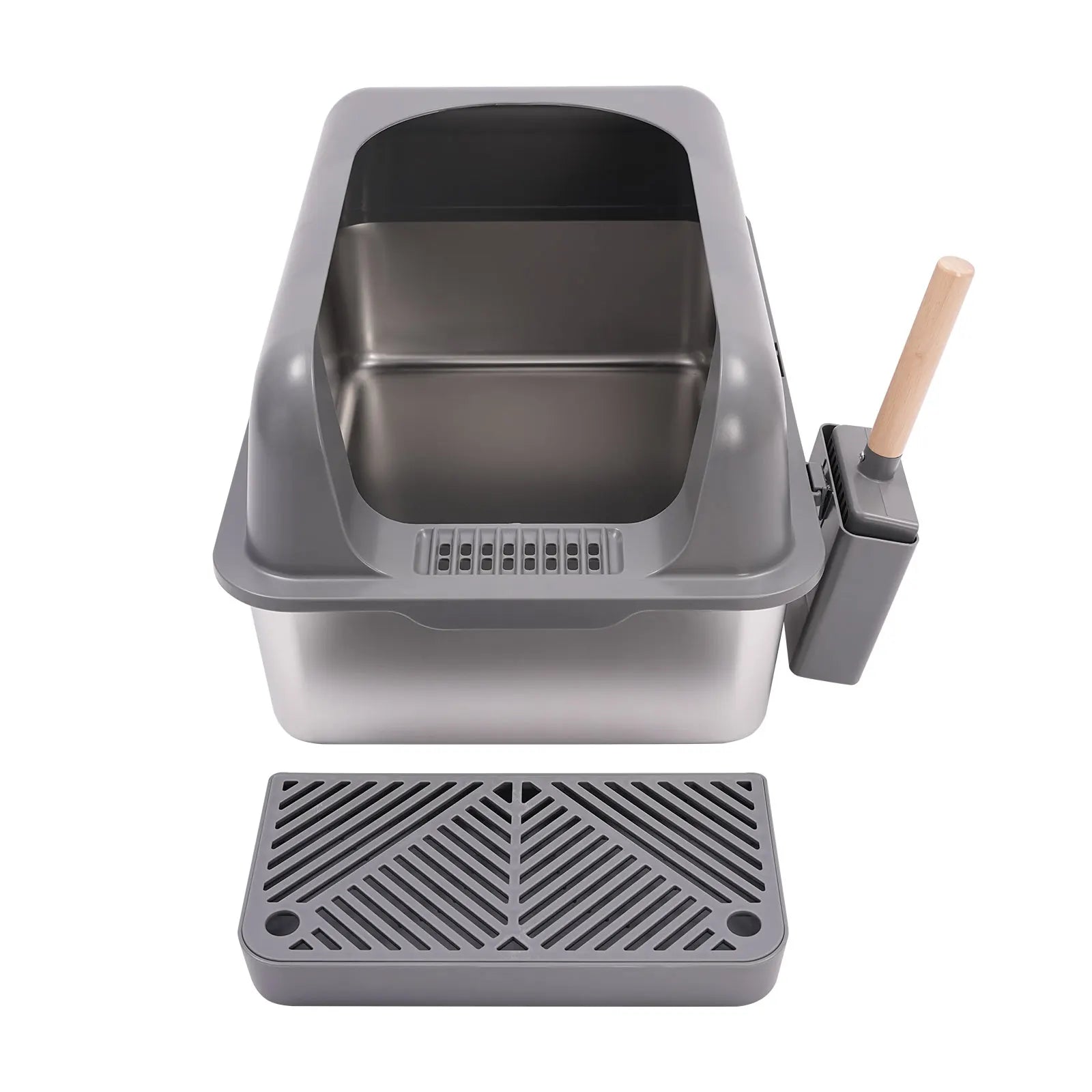 Large Semi-Open Cat Litter Box – Stainless Steel Inside