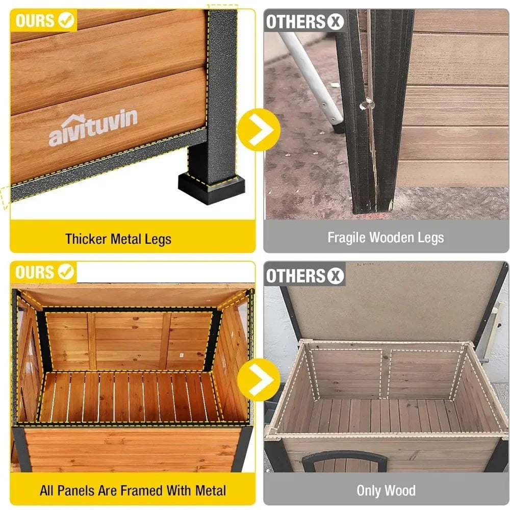 Waterproof Dog Kennel with Porch – Bite-Proof &amp; Elevated