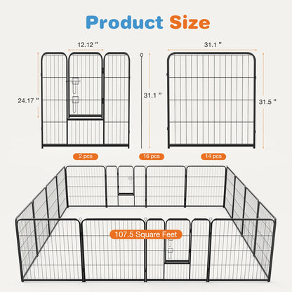 JHK 16-Panel Dog Playpen – Indoor &amp; Outdoor Use