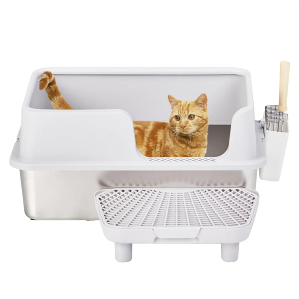XL Stainless Steel Litter Box – High Sides &amp; Lid