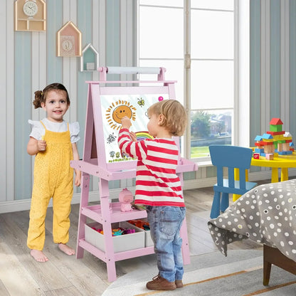 3-in-1 Kids Art Easel – Chalkboard, Whiteboard &amp; Paper