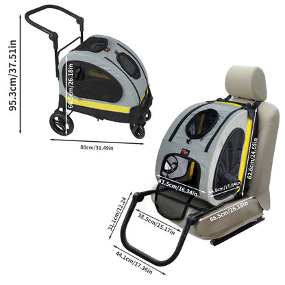 2-in-1 Foldable Pet Stroller – Dogs and Cats