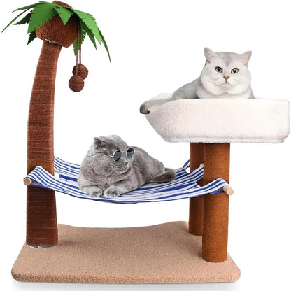 Palm-Shaped Scratching Post with Bed – For Indoor Cats